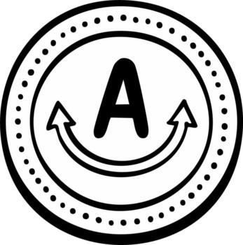Stylized Letter A in Circular Badge with Upward Pointing Arrows and Dotted Rim vector