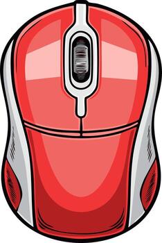 vibrante rojo computadora ratón ilustración para digital navegación y tecnología vector