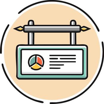 Illustrated Business Data Sign Displaying Chart with Text Lines Analytics Concept vector