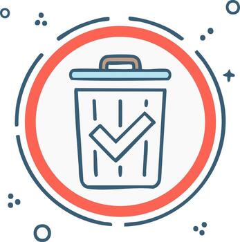 Successful Deletion Or Task Completion Icon With Trash Can And Checkmark vector