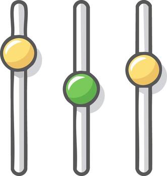 Three colorful sliders with yellow and green knobs symbolizing control and adjustment vector