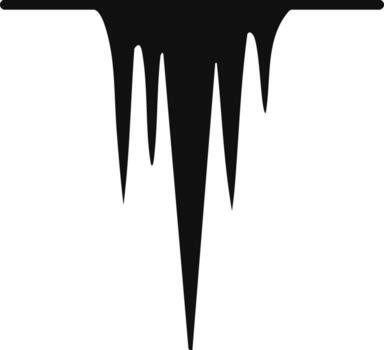 Row of sharp hanging icicles silhouette. Black icon for winter, cold weather, and freezing concepts vector