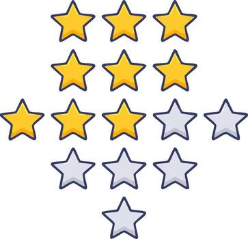 conjunto de cinco estrella clasificación sistema con amarillo y gris estrellas representando cliente satisfacción vector