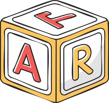 Hand Drawn Alphabet Block with Letters A, R, and F vector