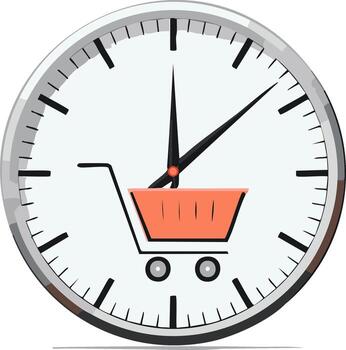 Shopping cart time concept clock with a shopping cart instead of a clock face vector