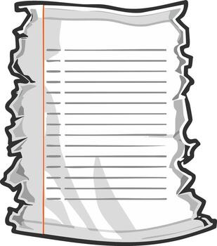 Torn Lined Notebook Paper Page with Ruled Lines and Margin Marks vector