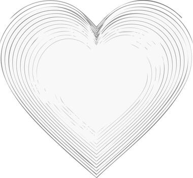 Abstract heart shape made of wavy concentric lines in a minimalist style vector