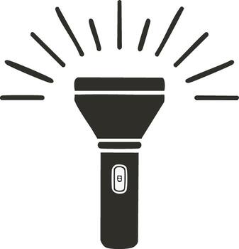 gráfico de un brillante Mano Linterna con ligero rayos emanando desde sus lente para iluminación vector