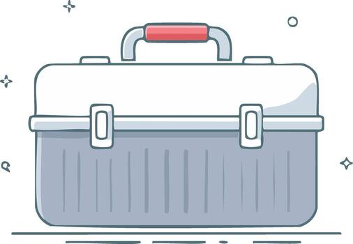 illustration of a tool box with a red handle and metal clasps vector