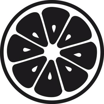 Black and White Citrus Slice Illustration Featuring Segmented Pulp and Visible Seeds vector