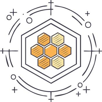 Abstract Honeycomb Hexagonal Geometric Pattern with Celestial Symbols vector