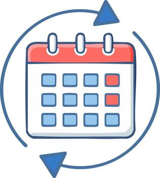 Calendar with Refreshing Cycle Arrows and Dates Marked vector