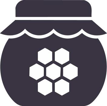 Simple Icon of a Honey Jar with a Hexagonal Honeycomb Pattern Inside vector