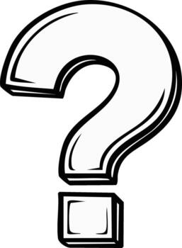 Stylized three dimensional question mark symbol in black and white for concepts of uncertainty curiosity and answers vector