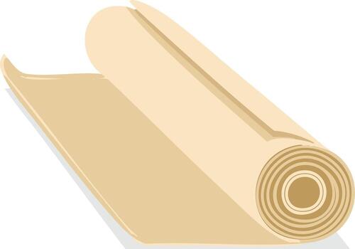 Stylized parchment roll, tan paper scroll graphic, document rolled up for ancient look, vintage design element vector