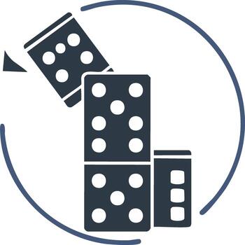 Domino effect representation with several pieces falling over in a circular motion concept graphic vector