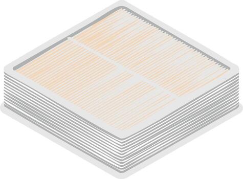 Stack of paper filters with textured surface isolated on white background vector