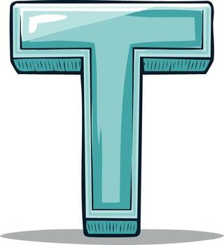 Stylized Teal Letter T in a 3D Block Style with Subtle Shading vector