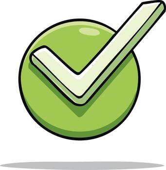 Green check mark symbol within a circle representing approval or completion vector