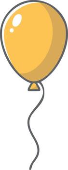 Vibrant yellow party balloon icon with a shiny highlight and curved string vector