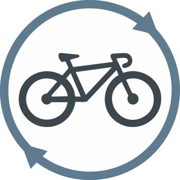 Cycling symbol with circular arrows for rotation or repeat activity vector