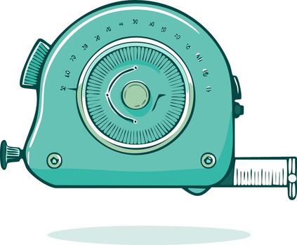 Turquoise measuring tape illustration with scale and measuring strip, graphic design element for measurement or tool concepts vector