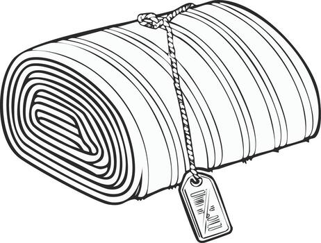 Rolled up Sheet Illustration with Tag and Rope String Line Art Graphic Design vector