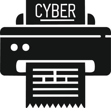 Modern cyber printer issuing a printed document with a digital theme vector