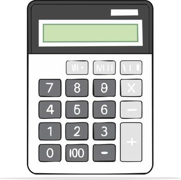 Calculator illustration with numbers, buttons, and display, accounting or mathematical tool vector
