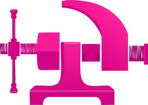Pink C-Clamp Tool Isolated on White Background with Gradient Color vector