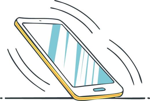 Vibrating smartphone with display reflections, illustration vector