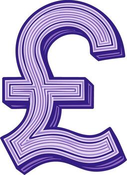 Stylized Pound Sterling Symbol with Gradient Lines and 3D Effect vector