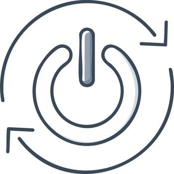 illustration of power on off button and circular arrows for reboot and refresh vector