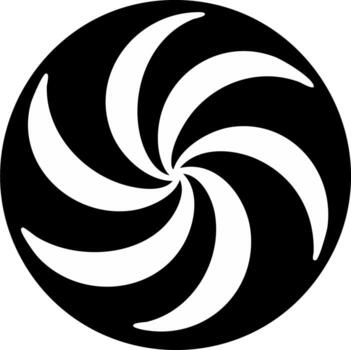 Hypnotic Vortex Design Featuring Circular Motion and Curved Shapes in Black and White vector