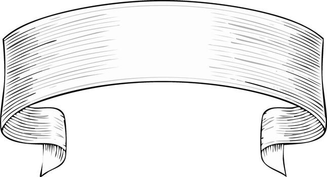 Elegant Ribbon Banner Design Element with Detailed Hatching for Decoration and Emphasis, Ideal for Graphic Design Projects vector