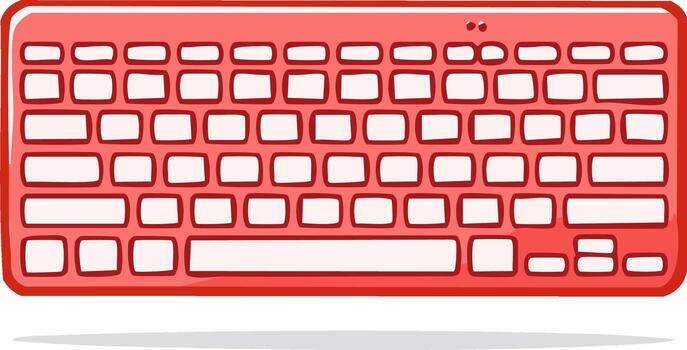 Flat Red Computer Keyboard with White Keys for Typing and Data Entry vector