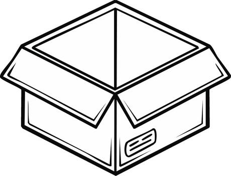 Isometric outline illustration of an open empty cardboard shipping box vector