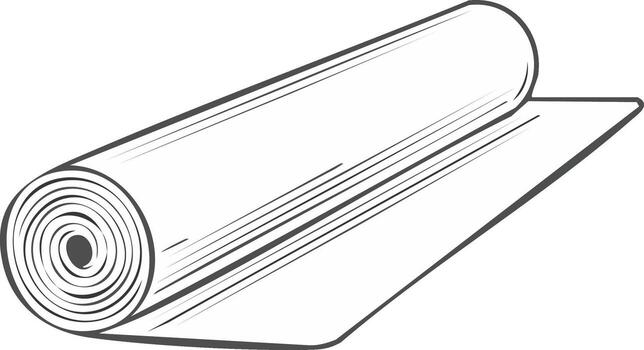 Unrolled fabric roll with spiral end for sewing and craft projects vector