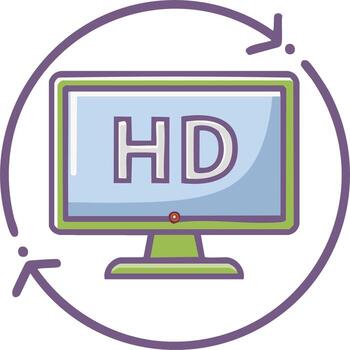HD Computer Monitor with Circular Arrows Graphic Representing Screen Refresh Rate vector