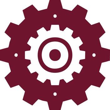 Simple flat icon of two cogwheels symbolizing industry process and system settings vector