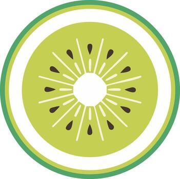 Fresco rebanada de kiwi Fruta con semilla modelo aislado. un vibrante, verano, tropical Fruta en un circulo marco para diseño vector