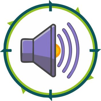 direccional audio concepto icono con altavoz y Brújula objetivo para sonido fuente ubicación vector