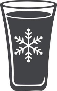 Graphic illustration of cold beverage in a glass adorned with a snowflake design vector