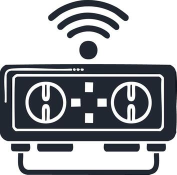 Stylized Wireless Game Controller Icon with Dials, D-Pad, and Signal vector