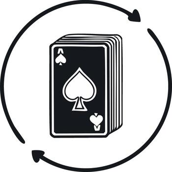 Deck of Playing Cards with Spades Icon Inside Circular Arrows Symbol vector