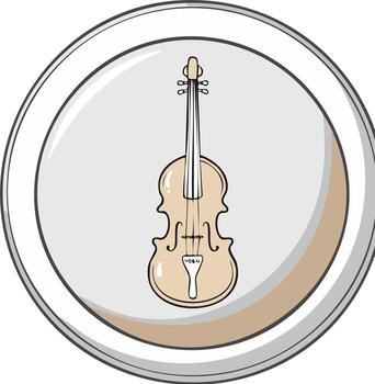 Illustration of a classical violin inside of a simple circular frame vector