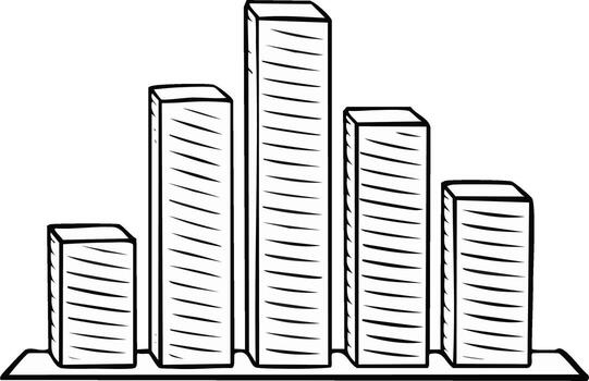 Hand drawn bar chart illustration showing data statistics and business growth vector