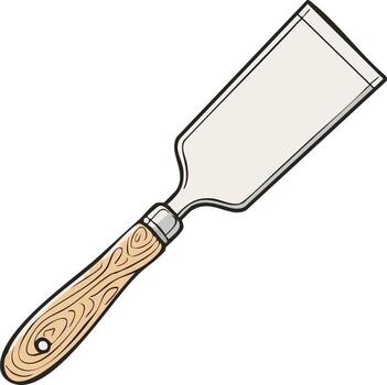 Carving chisel with wooden handle used for woodworking and sculpting tasks vector