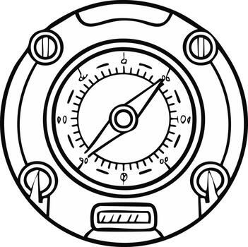 línea Arte Brújula con aguja señalando norte para navegación y dirección vector