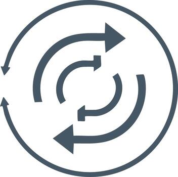 Circular Arrows Flow Diagram Symbol Icon Representing Process, Cycles, and Repetition vector